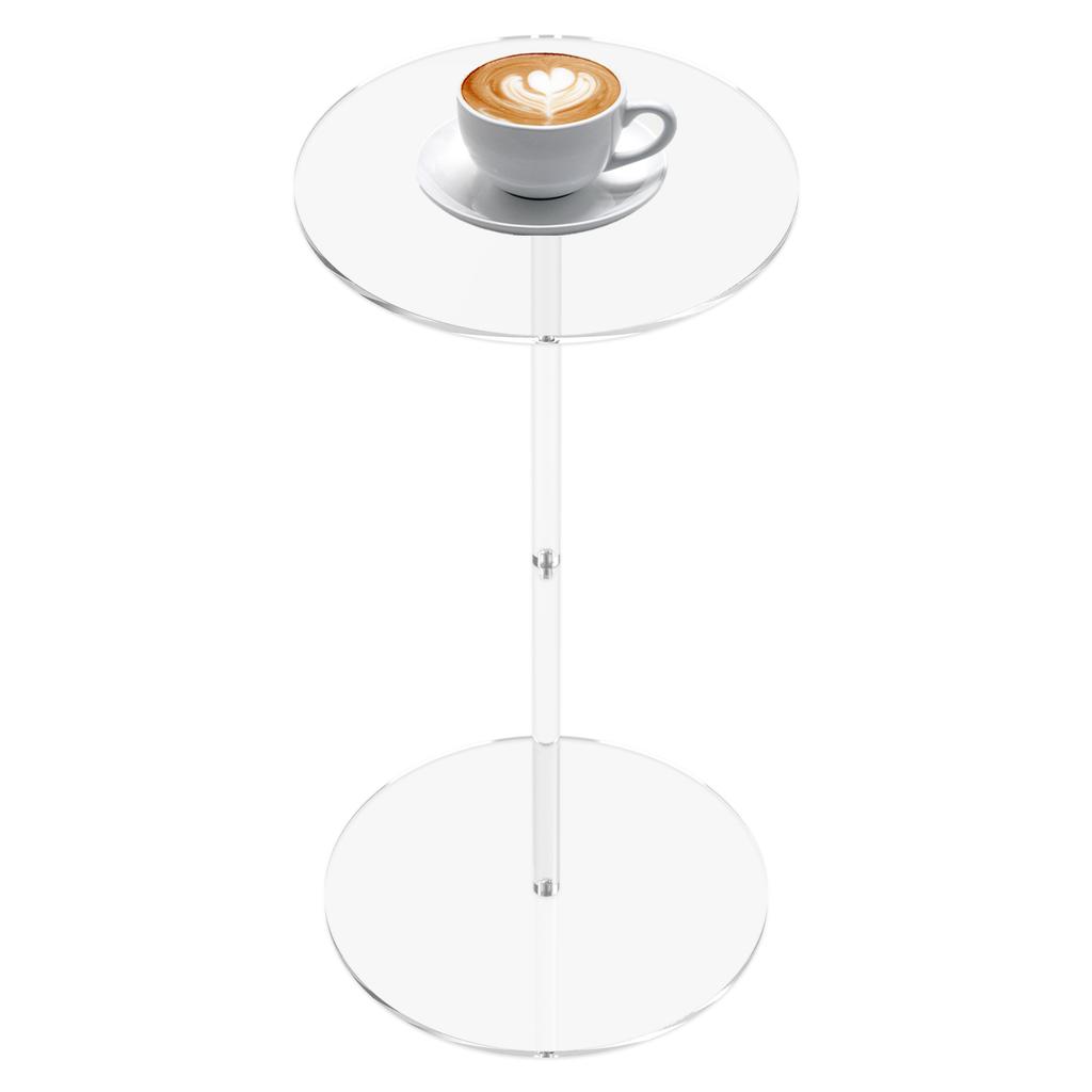 Acrylic Transparent Tea Table Drink Side Table Space Saving Small Round End Table Easy Assembly for Living Room Bedroom Office