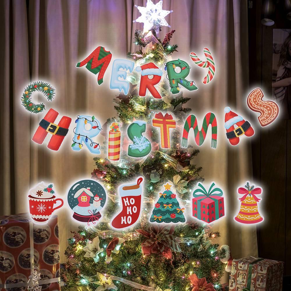 Tegneserie Julebannere Bokstav God Jul Flagg Ballong Vimpel Jule Draflagg Nyttår