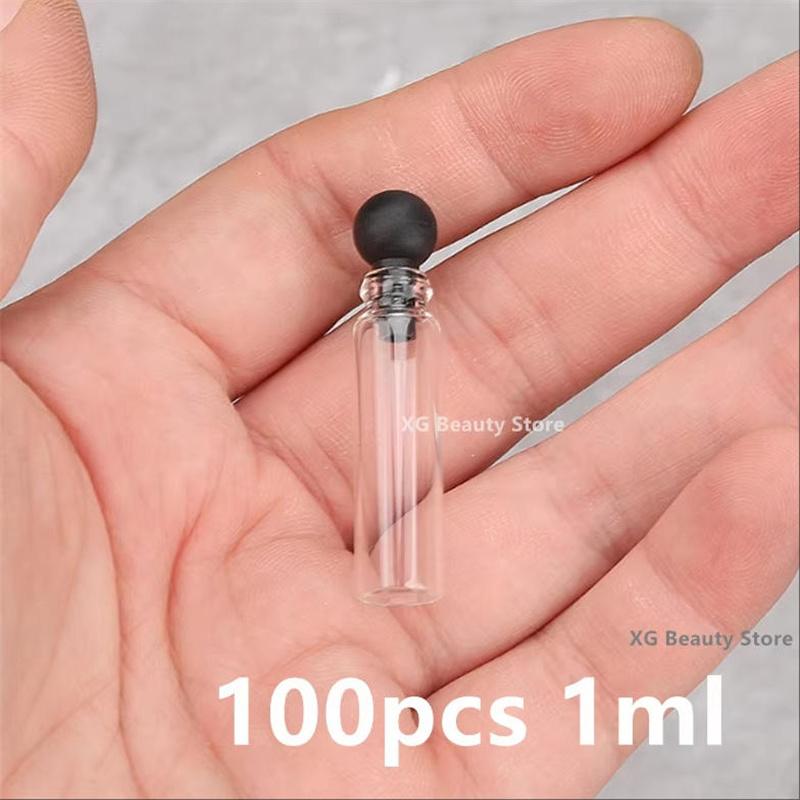 

100 ШТ 1 мл 2 мл Стеклянный флакон с возможностью повторного наполнения Флакон для духов Пустой флакон для косметического образца Флакон для эфирного масла Пробирки Пробный флакон