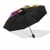 Colorful Stained Dragonfly Design Automatic Opening/Closing Umbrella with Foldable Design,, Travelers, Daily Use, Festive Gift1121011a