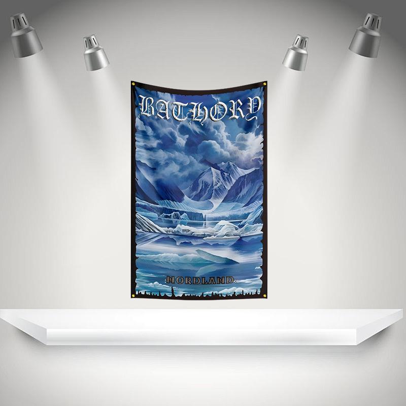 B-Bathorys Flag Rock Music Band Banner HD Printing Tapestry Exhibition, Music Band Fans, Garage Decor