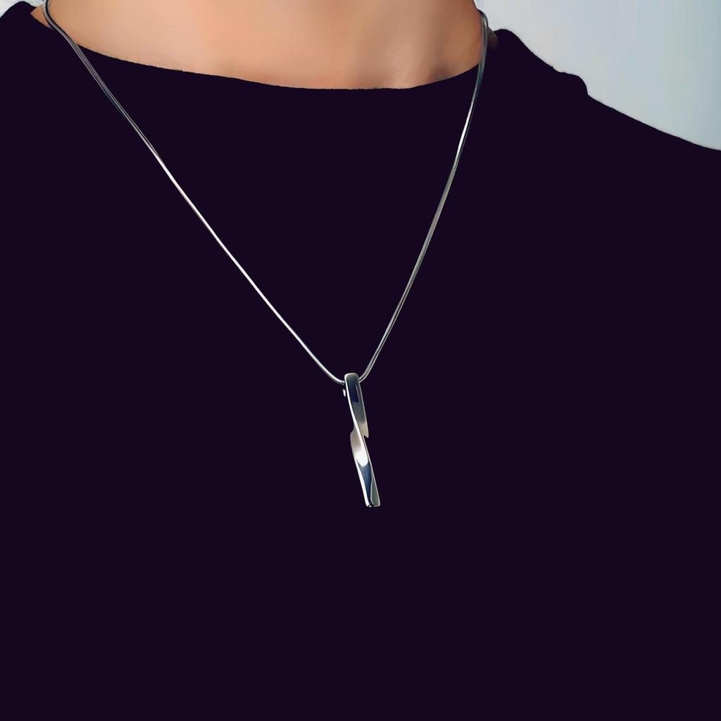 Trendy Spiral Geometric Pendant Necklace: Minimalist Hip-Hop Style for Men, Boys, and Girls In Cool Titanium Steel.