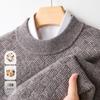 Jinjv Men's 94% Wool & Cashmere Blend Thick Round Neck Jacquard Knit Sweater