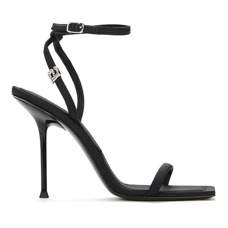 2025 women's new high heels design sense niche temperament socialite French sexy black word with sandals women's summer