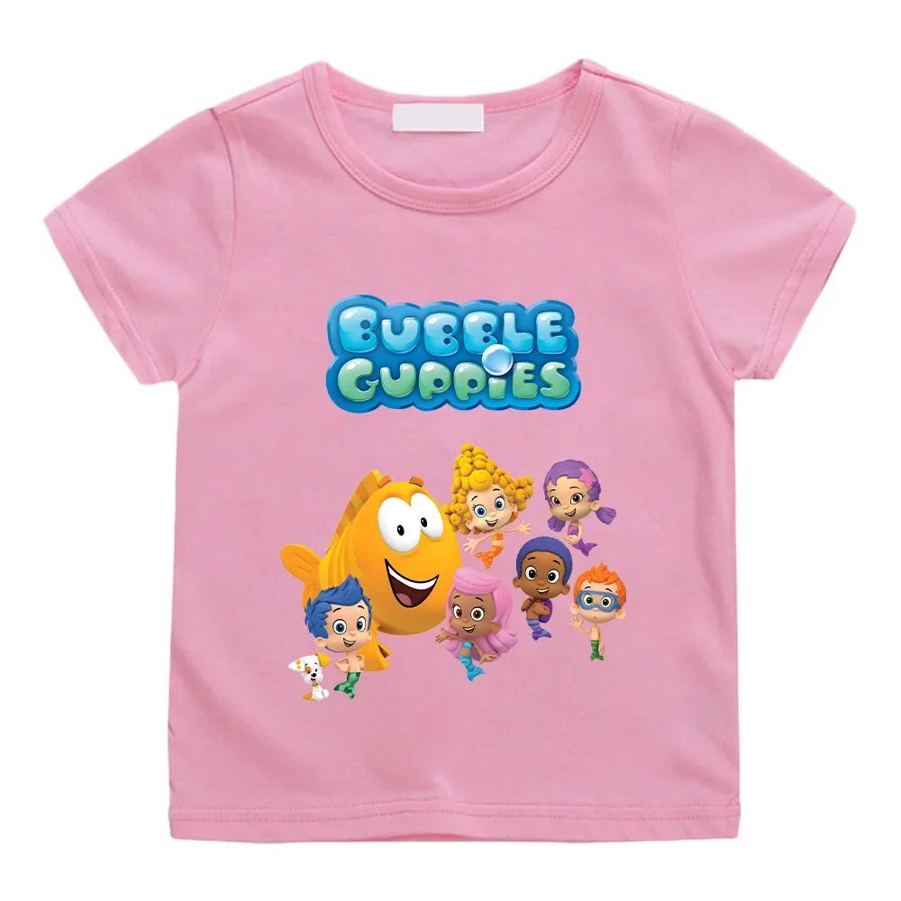 Bubble Guppies T-shirts Children's Cotton Tshirts Boys Girls Tees Kawaii Kids Tshirt Short Sleeve Top Funny Fashion Tees Clothes