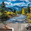 Snow Capped Mountains And Autumn Forest Landscape Tapestry Living Room Entrance Hall Feature Wall Decorative Tapestry