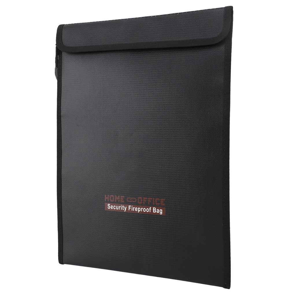 Fireproof Document Bag Silicone Fiberglass Zipper Closure Hook and Loop Foldable Waterproof Money