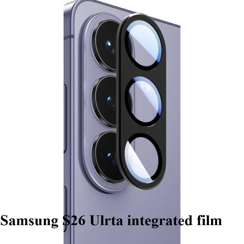 Custom Fit Samsung S26 Lens Shield Hollow Metal Frame Camera Ring Film S26 Ultra Integrated Matte Lens Guard Anti-Scratch Camera