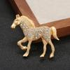 1Pc Zinc Alloy Vintage Horse Brooch Gift Diamond Inlaid Exquisite Vintage Cloth Decoration