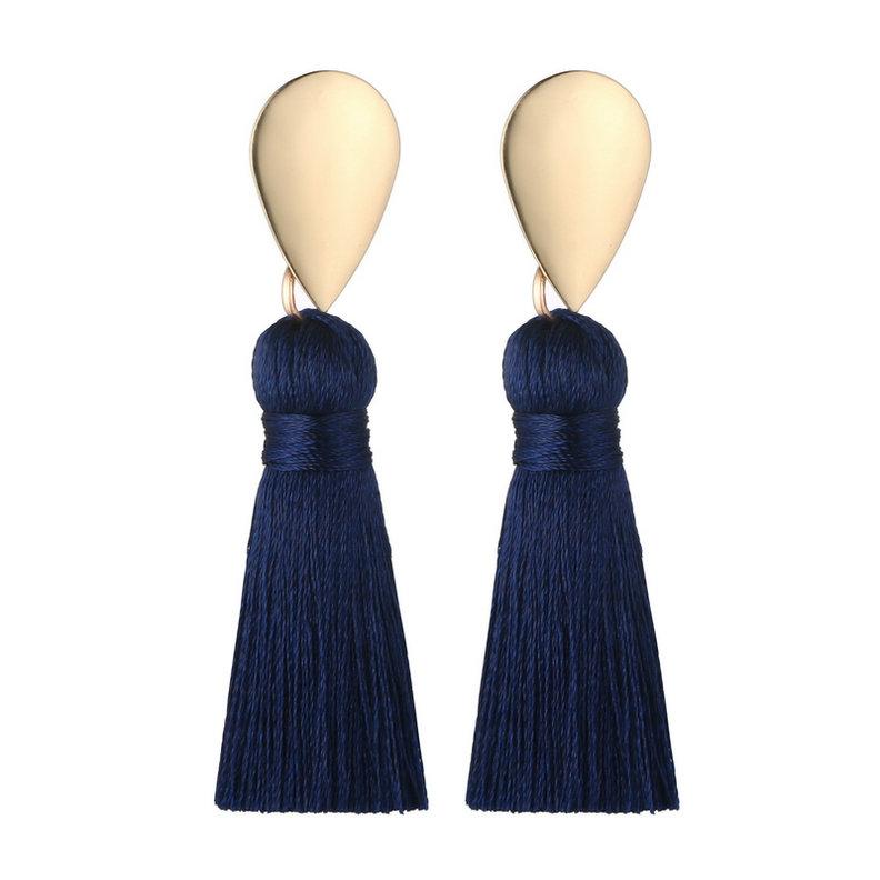 

LOVBEAFAS Brand Tassel Earrings For Women Fashion Zircon Gold Color Bohemian Drop Dangle Earings Wedding Vintage Earrings темно-синього кольору