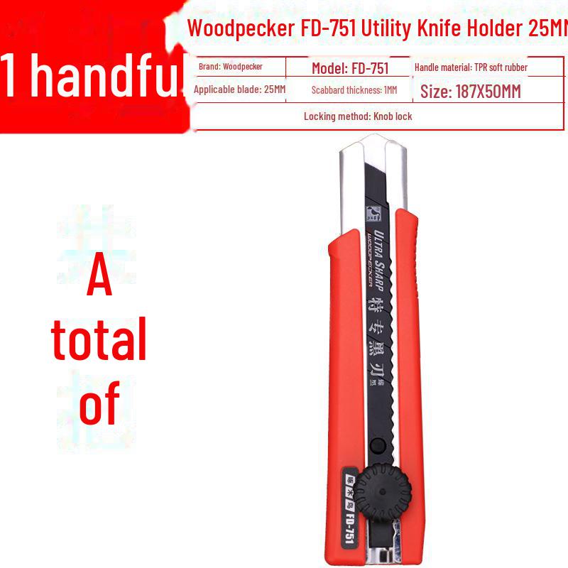 

Нож Woodpecker 25 мм, прочный, для резки бумаги, кожи и обоев