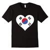 Nouveau T-shirt Imprimé Cœur Drapeau Coréen 100% Coton Col Rond Manches Courtes Été Décontracté Homme Streetwear