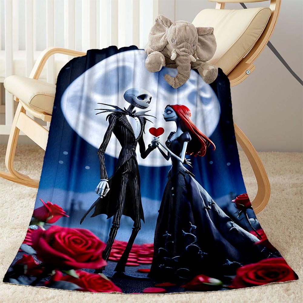 Nightmare Before Christmas Flannel Blanket-Soft and Suitable for Sofas,Beds,Offices,Travel,All Seasons,Great Gift for Holidays and Birthdays.