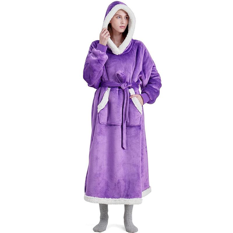 Cozy Hooded TV Blanket: Warm Fleece Pajamas & Robe for Autumn/Winter