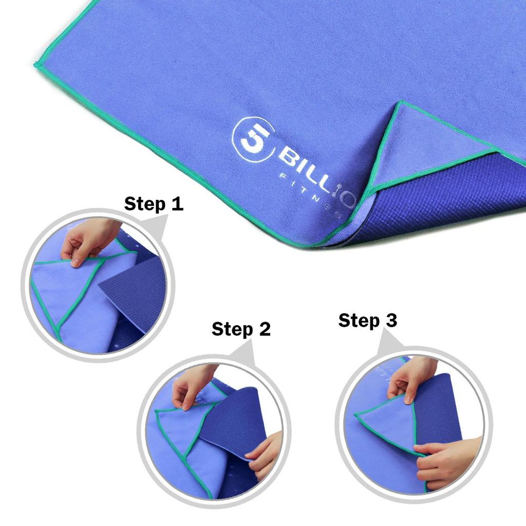 5BILLION Yoga Fiber Hot Yoga Super Includes Free Carry Bag Towel, Non-Slip Ultra-Fine - 18361cm Towel, Absorbent, Washable, Quick-Drying - (Blue)