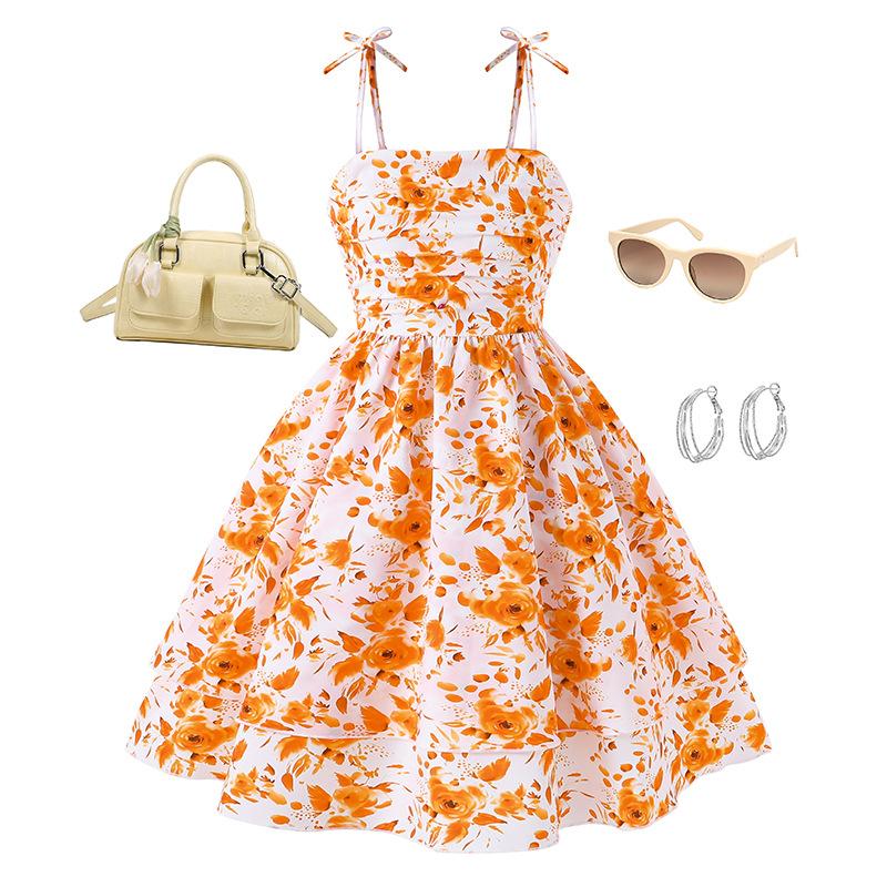 Весенне-летние платья для девочек: Однотонные, элегантные платья на тонких бретельках 120