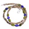 Natural Vasonite Smoky Quartz Lapis Lazuli Gemstone Beads Necklace 17" UB-4043 UB-4043