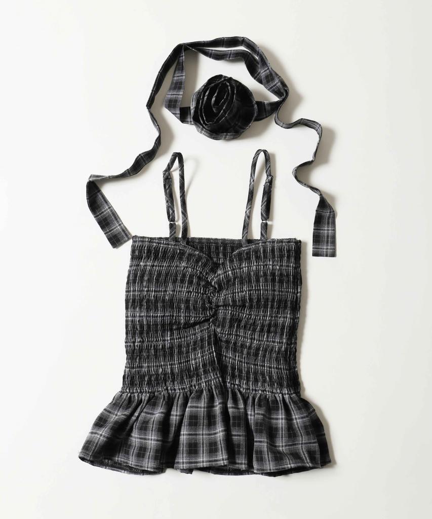 WEGO PHILLY Rose Choker Check Strapless Size Black Set, Pattern, Top, Women's, F,