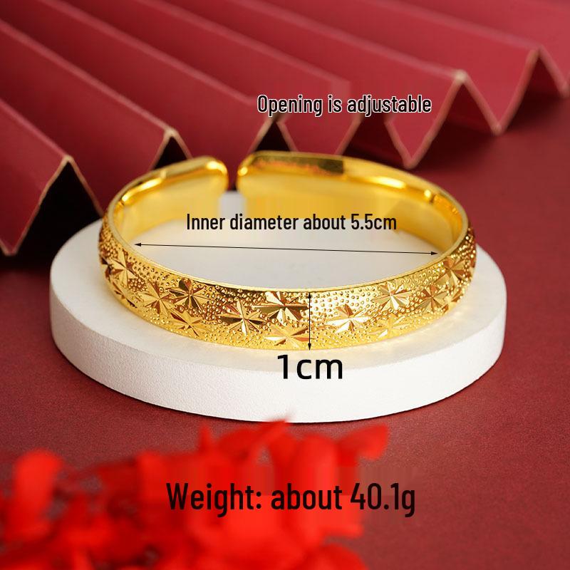 Vietnamesischer Sandschmuck Armreif mit Herzsutra: Langlebiges, sternförmiges Armband aus Messinglegierung für Damen.