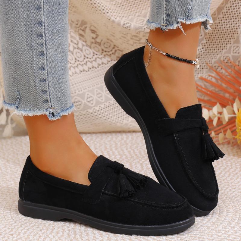 Fall New Style Loafers - Soft Suede Material Retro Style British Style Fashionable Anti-slip Casual Women's Flat Shoes Plus-size