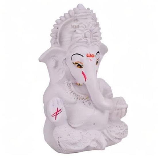 Ganesh Idol Ganesha Statue for Car Dashboard White