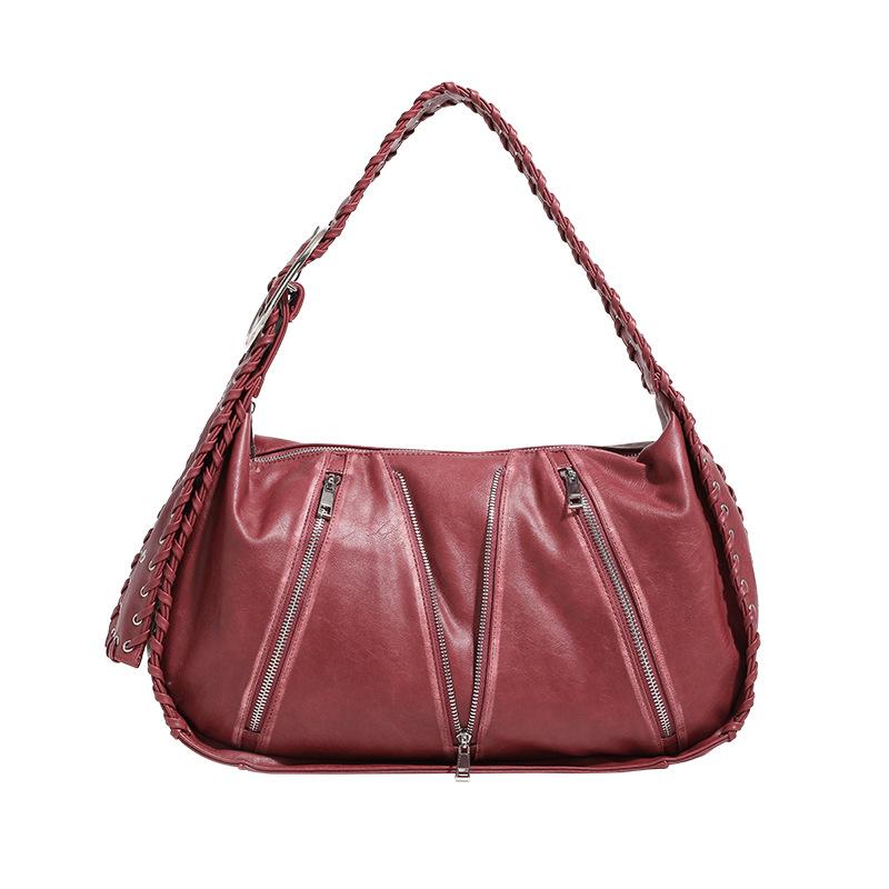 Early Autumn New Model High-quality Vintage Distressed Woven Crossbody Shoulder Bag with Wide Shoulder Strap and Large Capacity