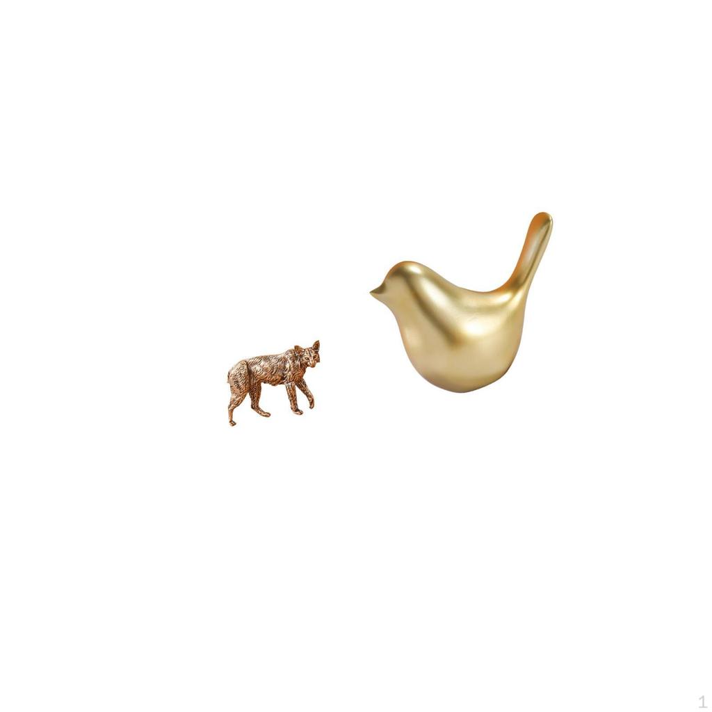 Golden Animal Bird Brass Figurine Modern Sculpture Collectable Feng Shui Decor Antique Ornament for