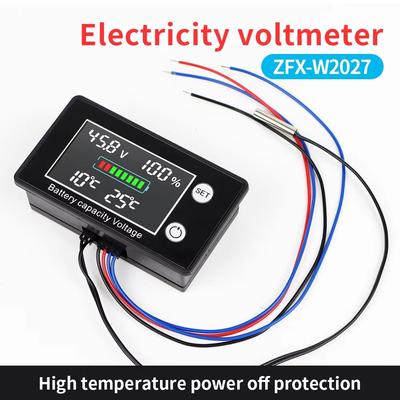 Blei-Säure Lithium LiFe PO4 Spannungsmesser Batteriemesser DC10V-100V Voltmeter Batteriekapazitätsanzeige mit Temperaturregelung