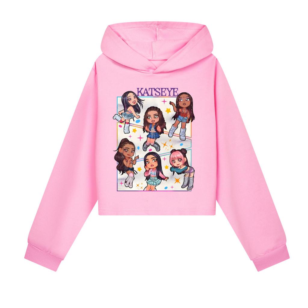 5299 Kinder Mädchen KATSEYE Bedruckte Mode Langarm Kapuzenpullover