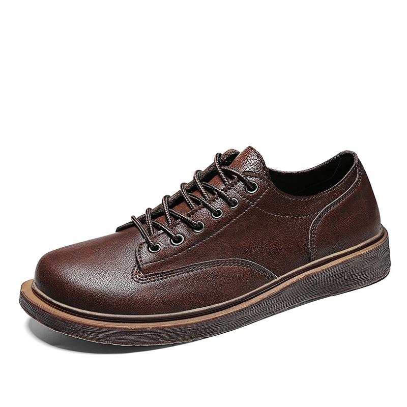 

Модные мужские повседневные туфли с круглым носком, офисные мужские туфли из натуральной кожи, удобные дышащие мужские туфли на шнуровке, классические формальные туфли 44