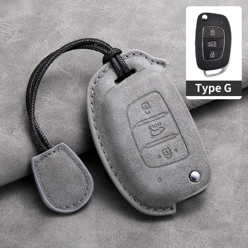Leather Car Flip Key Case Cover for Hyundai Grand I10 2023 I20 I30 IX35 IX45 HB20 Elantra Solaris Sonata Santa Fe Sport Tucson