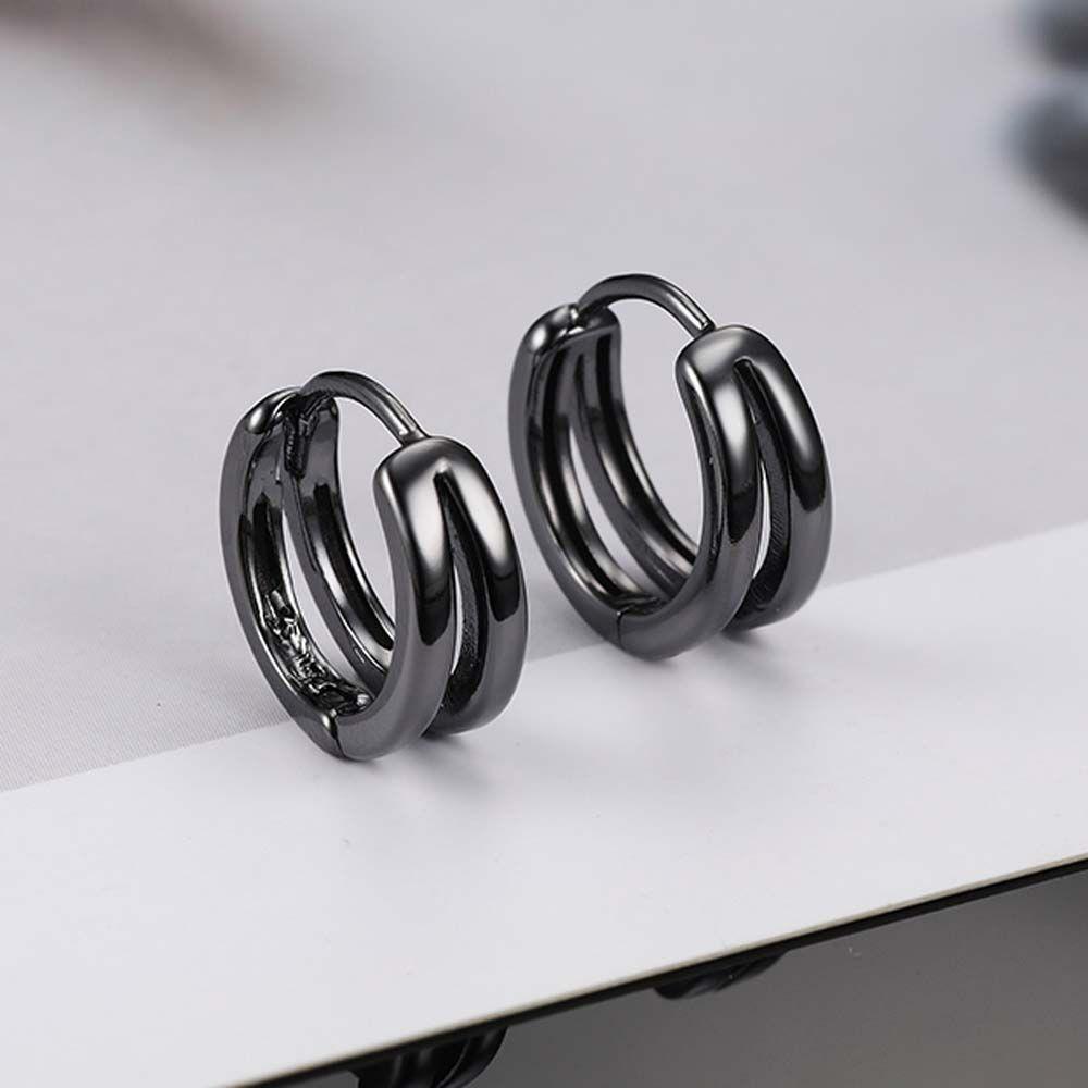 Round Multi-layer Silver Color Geometric Ear Studs Men Hoop Earrings Punk Jewelry Stud Earrings