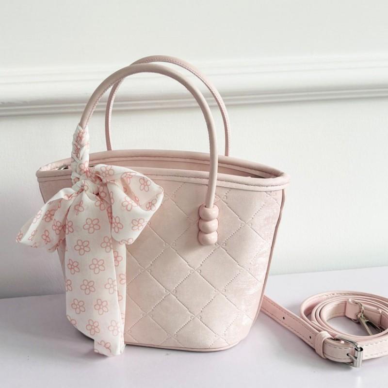 Womens Mini Tote Bag PU Leather Crossbody Handbag With Bow Detail Sweet Style Daily Use Shoulder