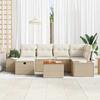 7 Piece Beige Garden Sofa Set with Cushions and Storage
