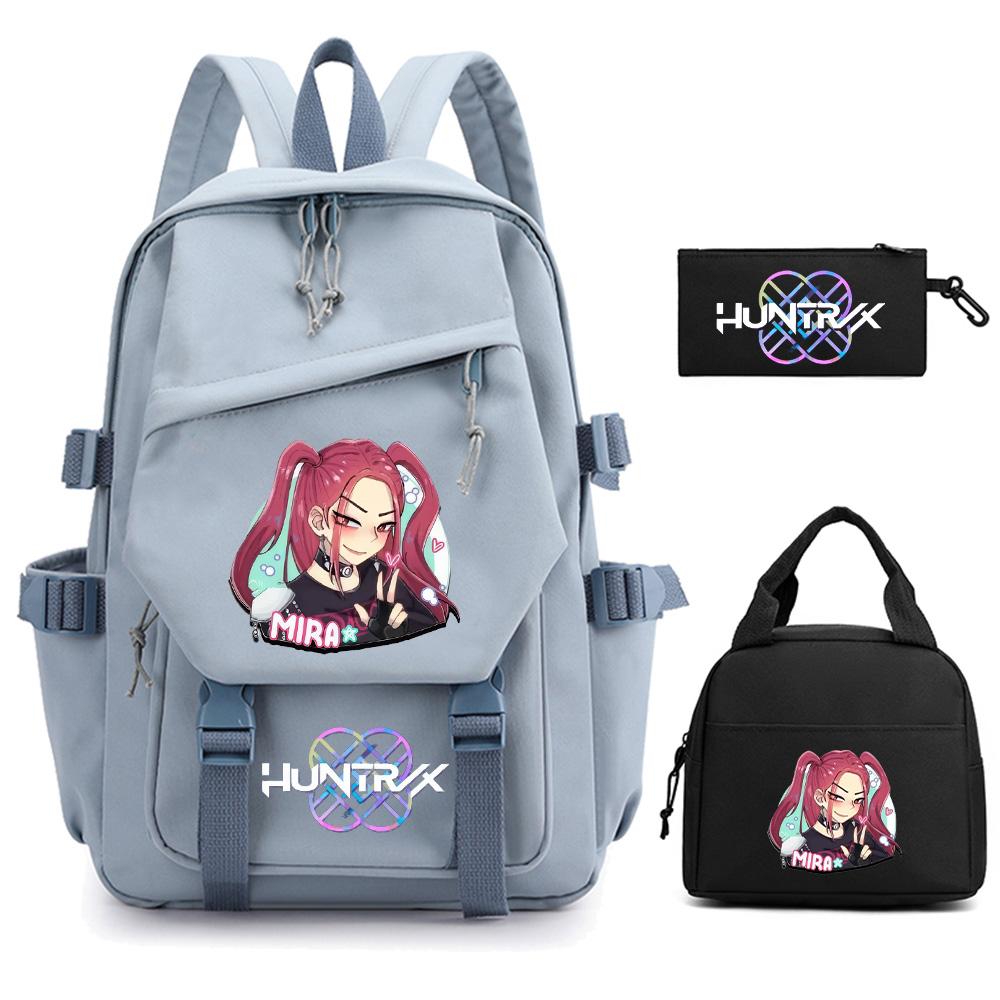3Pcs/set K-pop Demon Hunters Printed Backpack for Teenger Boy Girl Large Capacity Schoolbag Children Student Bookbag Women Waterproof Travel Bag