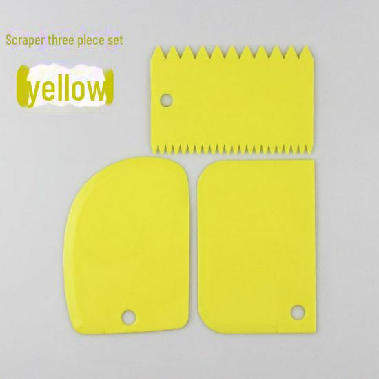 Three-Piece Plastic Dough and Cake Scraper Set for Baking and DIY Decorating