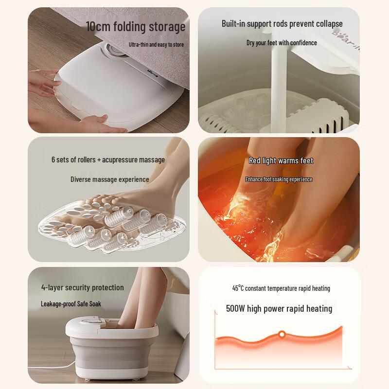 Bear Foldable Foot Spa Massager with Heat and Red Light