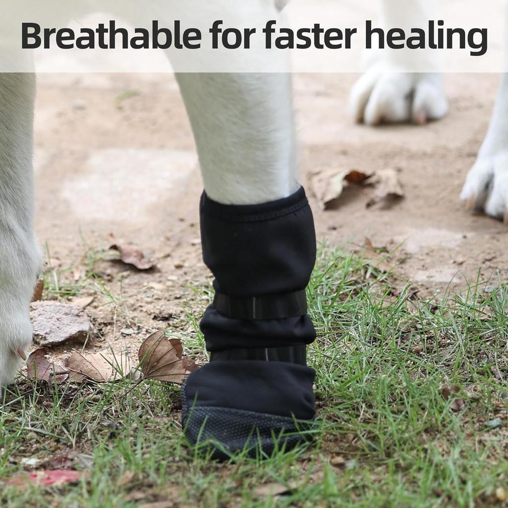 ETIAL Dog Paw Wound Recovery Boot, Breathable Dog Bootie for Injured Paw, Anti-Slip Dog Shoe with Self-Adhesive Strap, Dog Paw Protector for Outdoor