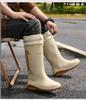 Men's Fleece Lined Waterproof Rain Boots Mid Calf Non-Slip Lightweight Outdoor Work Kitchen Delivery ShoesRubber Work Boots