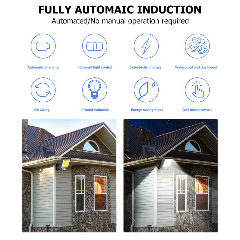 56LED/72/108/117COB Solar Split Wall Lamp 3-mode Outdoor Waterproof Motion Sensor Garden Emergency Street Lamp Remote Control Wall Lamp