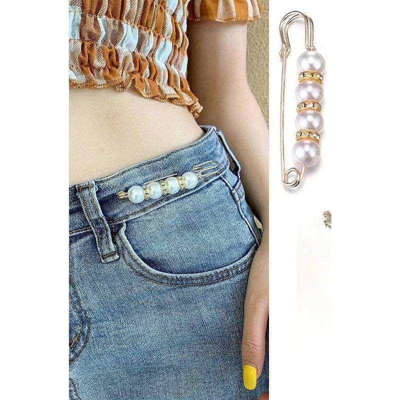 1/2/3 Stück Elegante Perlenbroschen-Anstecknadel für Damen, Taillenversteller, Modische Perlen-Sicherheitsnadeln zur Befestigung von Kleidung, Größenverstellbares Zubehör