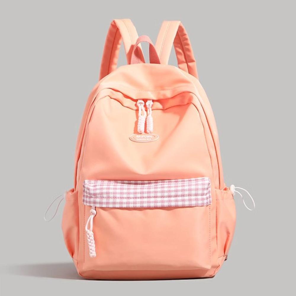 Solid color high-value backpack women's summer new large-capacity Korean versatile junior high school student schoolbag