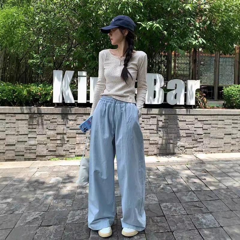 Spring Floral U-neck Button-up Shoulder Top Women's Small Fresh and Versatile Bottoming Shirt Chic Long-sleeved T-shirt