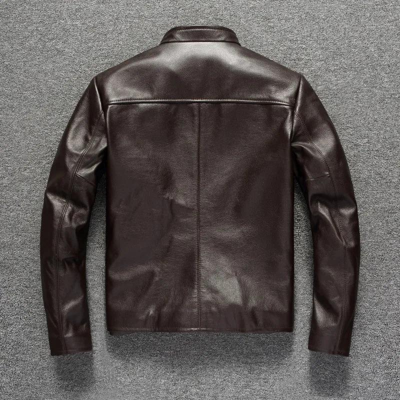 Chinese Size Men's Genuine Leather Jacket 100% Natural Cowhide Leather Coat Men Skin Clothing Autumn Spring Asian Size S-6XL