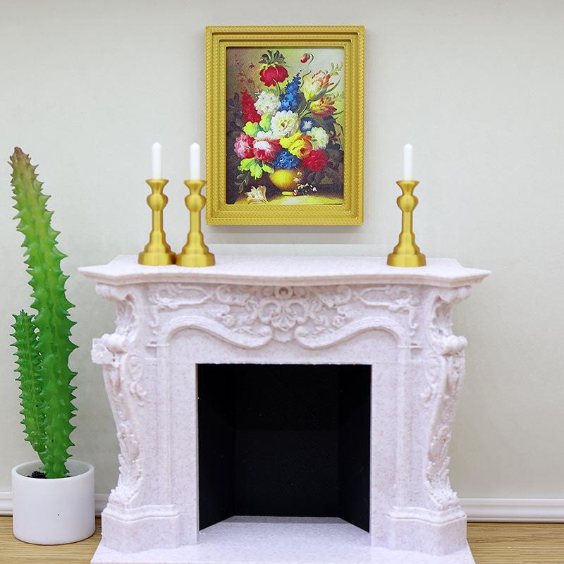 1/2 ks 1:12 Domeček pro panenky Zlatý svícen Miniaturní model svícnu Domácí dekorace Hračka DIY příslušenství