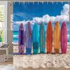 Summer Beach Surfing Shower Curtain, Bathroom Curtain,Printed Polyester Home Decorative Curtain With Hooks