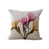 Beautiful Flower Printing Cushion Cover Plants Cotton Linen Throw Pillow Case Decorative Pillowcase For Sofa Cushion Cover Zt105
