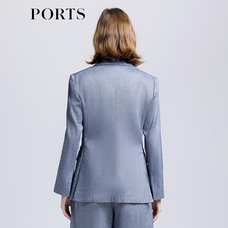 PORTS Women's Spring/Summer One-Button Denim Texture Blazer
