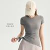 Straps yoga short sleeves women's breathable versatile yoga clothes top diagonal swing tight sports t-shirt Pilates gym clothes