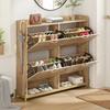 Modern Shoe Rack in Wood Look, 4-Door Shoe Cabinet, Space-Saving Shoe Cabinet for Entrance Areas, Hallways, or Corridors, Sturdy and